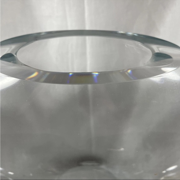 Art Glass Clear Flower Vase Oval Round Shaped Contemporary Heavy High Gloss - Picture 4 of 11